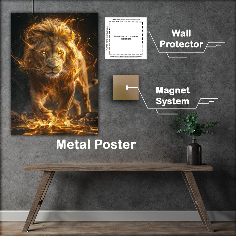 Buy Metal Poster : (Golden lion is walking)
