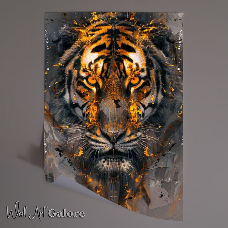 Buy Unframed Poster : (Golden orange tigers art)
