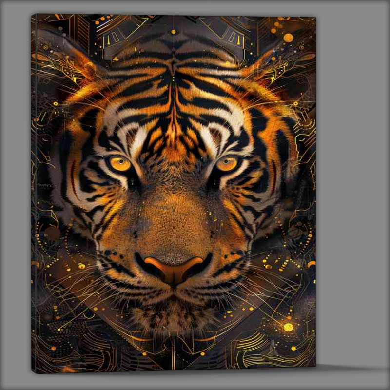 Buy Canvas : (Golden orange tigers with bright eyes)