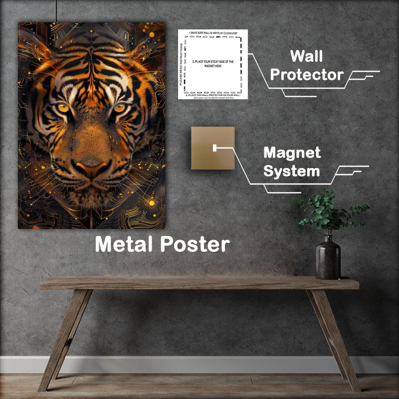 Buy Metal Poster : (Golden orange tigers with bright eyes)