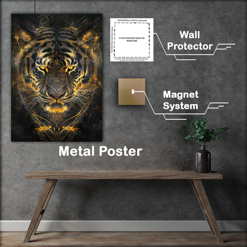 Buy Metal Poster : (Golden yellows tigers art)