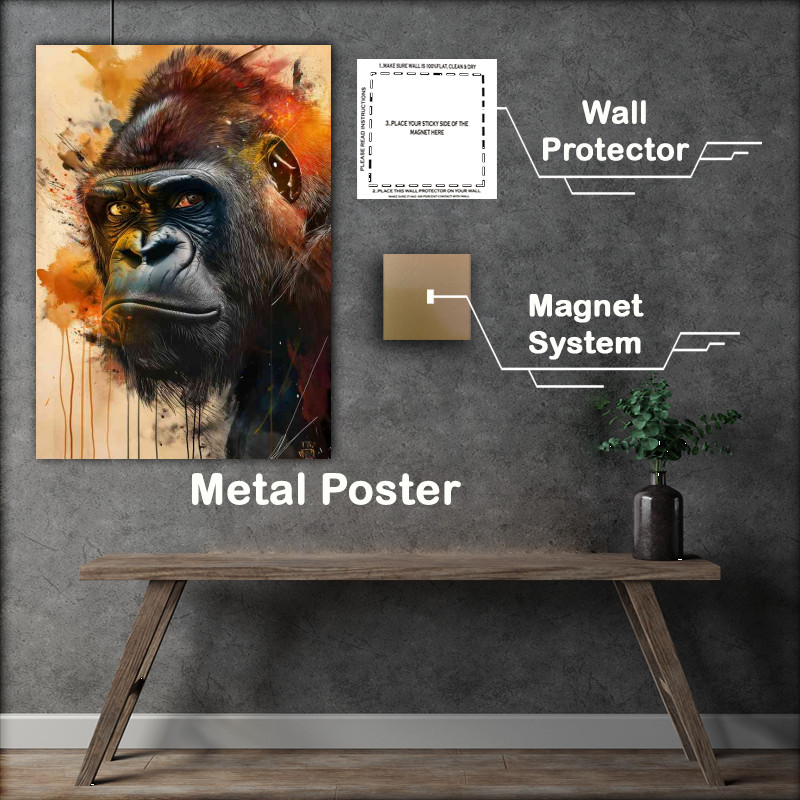 Buy Metal Poster : (Gorilla painted street art style)