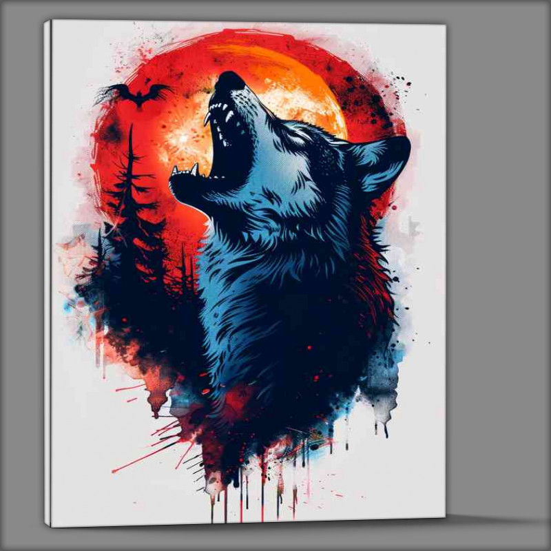 Buy Canvas : (Howling wolf in the moonlight)