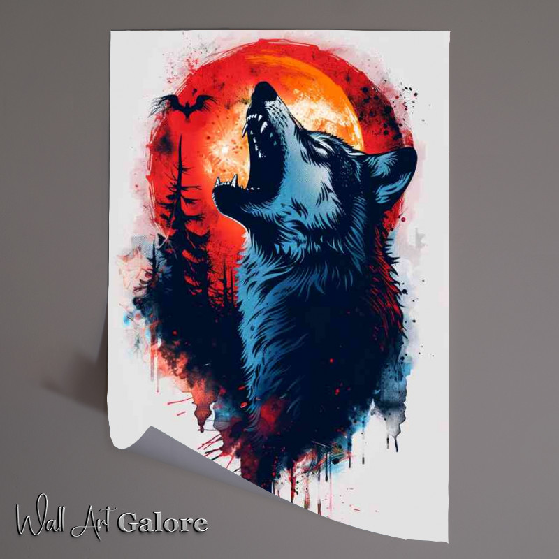 Buy Unframed Poster : (Howling wolf in the moonlight)
