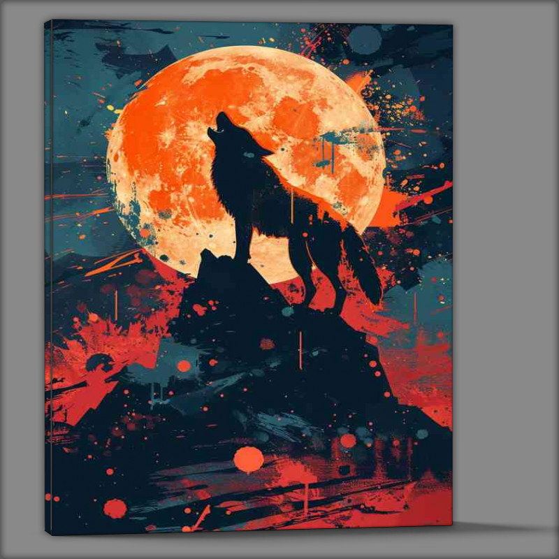 Buy Canvas : (Howling wolf on the mountain)