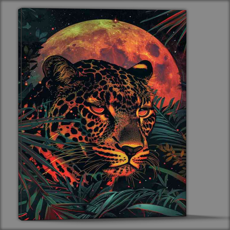 Buy Canvas : (Jungle leopard under the moon)