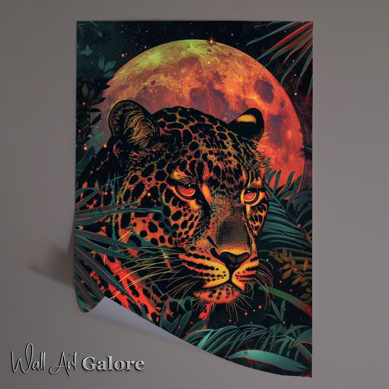 Buy Unframed Poster : (Jungle leopard under the moon)
