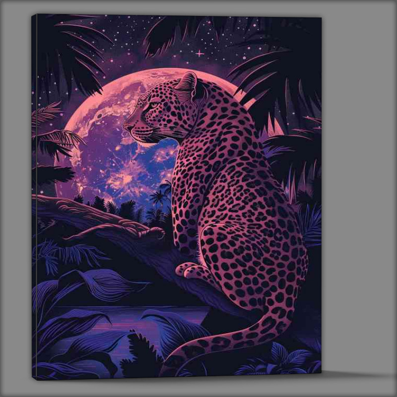 Buy Canvas : (Leopard a full moon)
