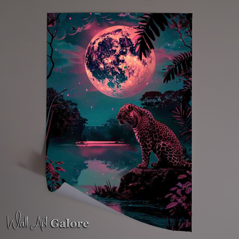 Buy Unframed Poster : (Leopard under a full moon)