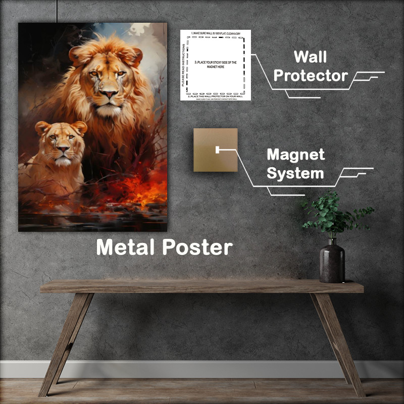 Buy Metal Poster : (Lion and Lioness)