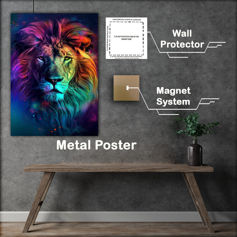Buy Metal Poster : (Lion head so colourful)
