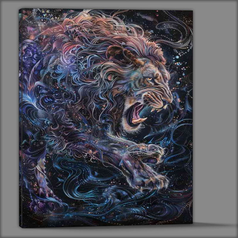Buy Canvas : (Lion is fighting with a starry sky)