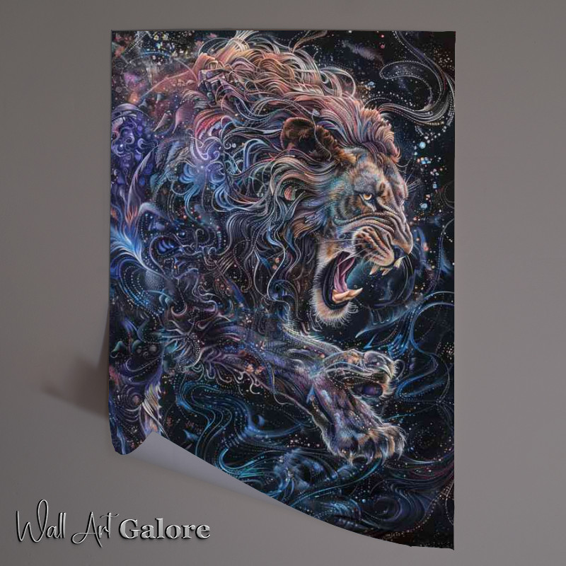 Buy Unframed Poster : (Lion is fighting with a starry sky)
