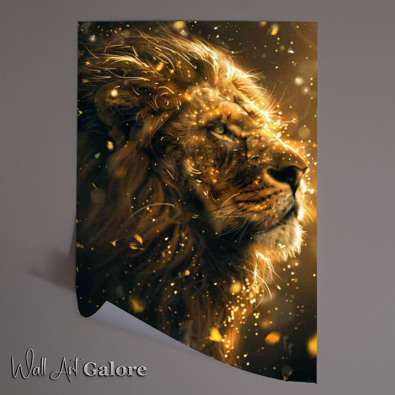 Buy Unframed Poster : (Lion of forest golden dust)