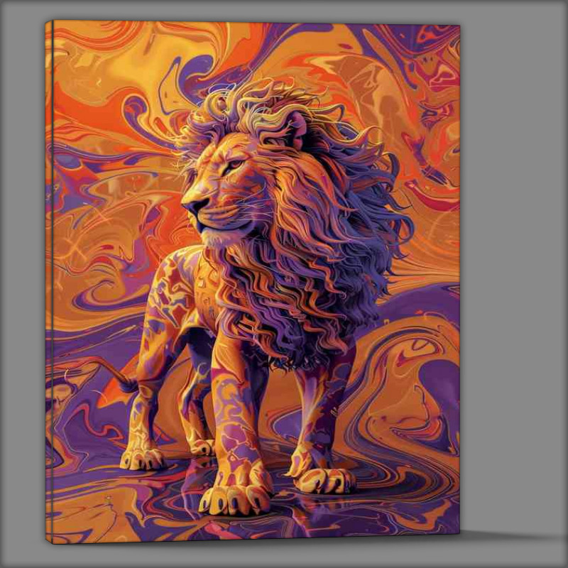 Buy Canvas : (Lion standing on an orange and purple)