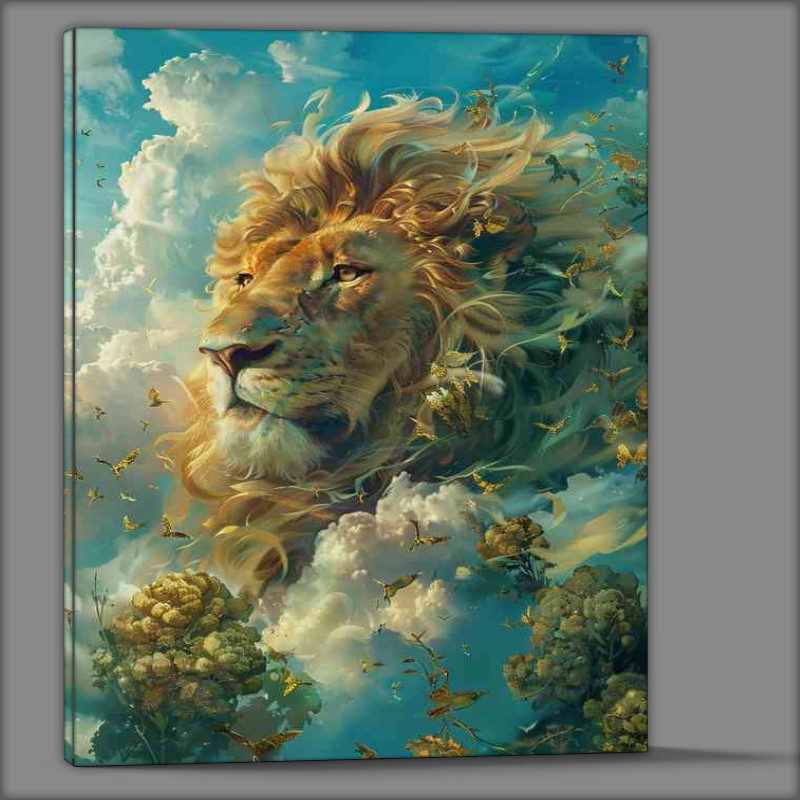 Buy Canvas : (Lion surrounded by clouds)