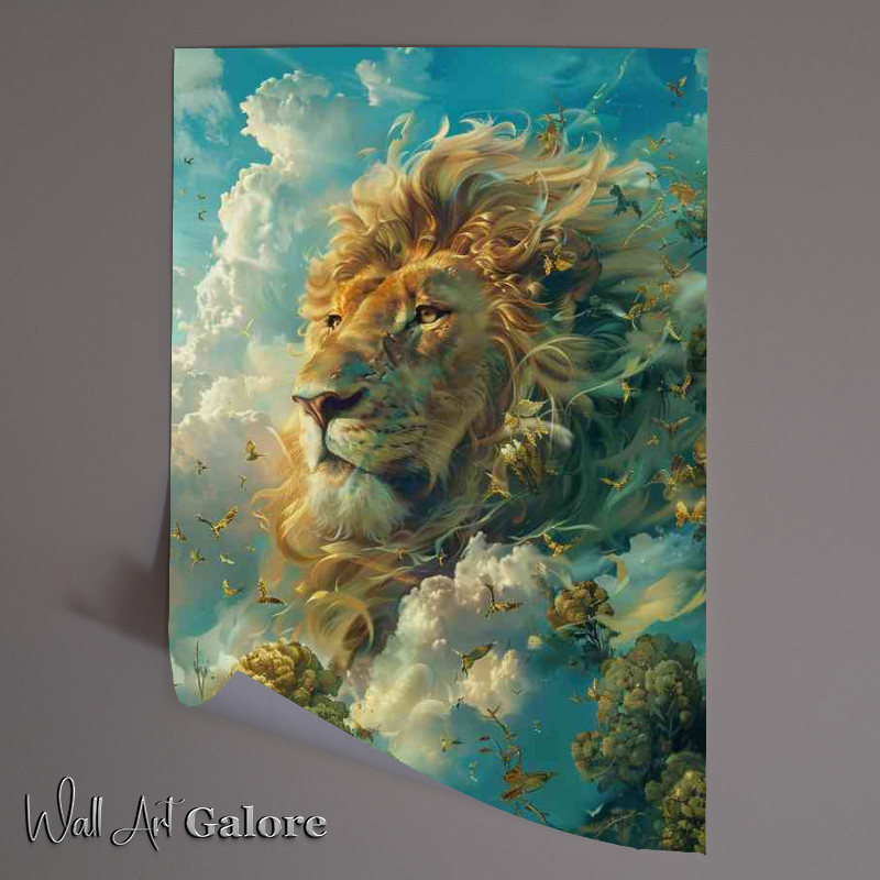 Buy Unframed Poster : (Lion surrounded by clouds)