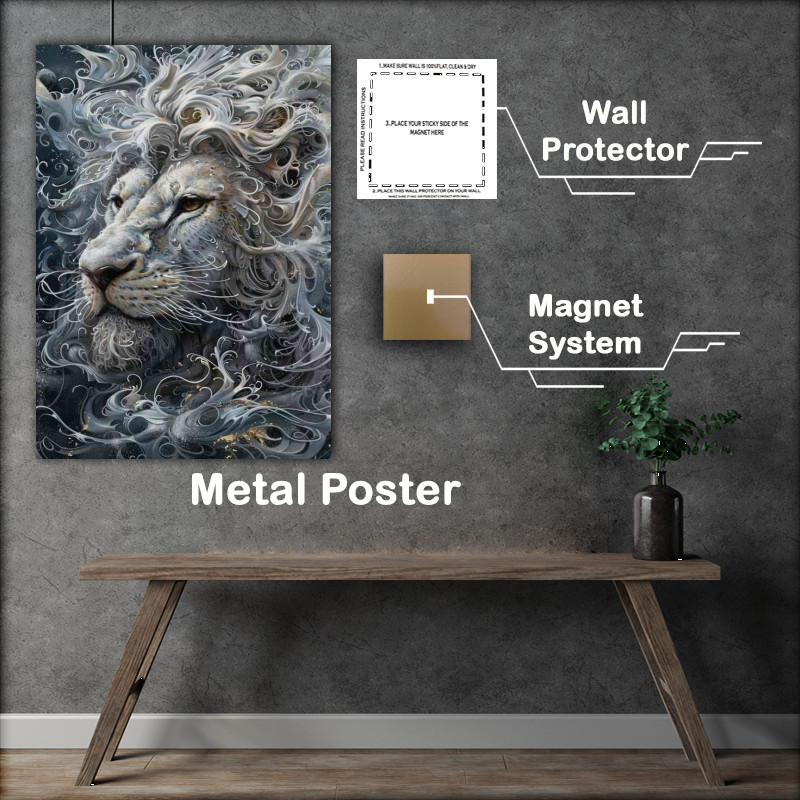 Buy Metal Poster : (Lion white painted Lions head)
