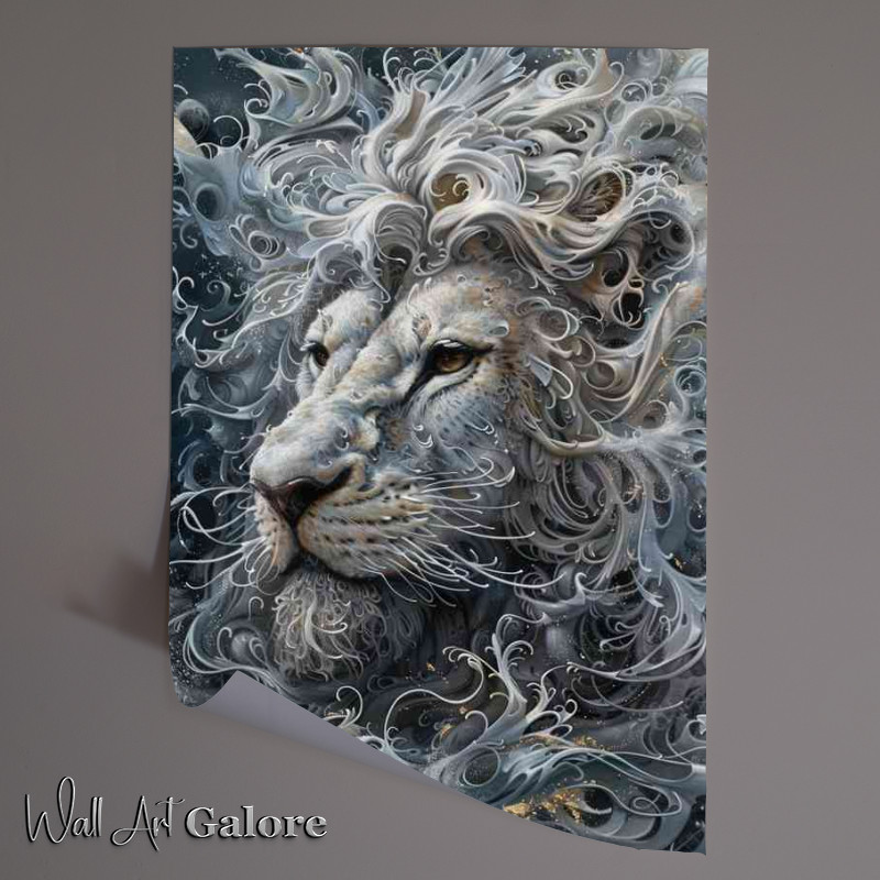 Buy Unframed Poster : (Lion white painted Lions head)