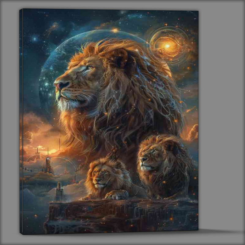 Buy Canvas : (Lions and two stars painting)