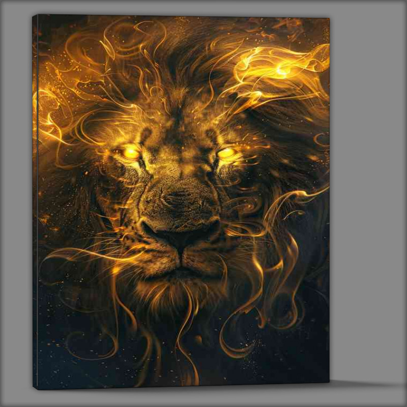 Buy Canvas : (Lions head with golden flames)