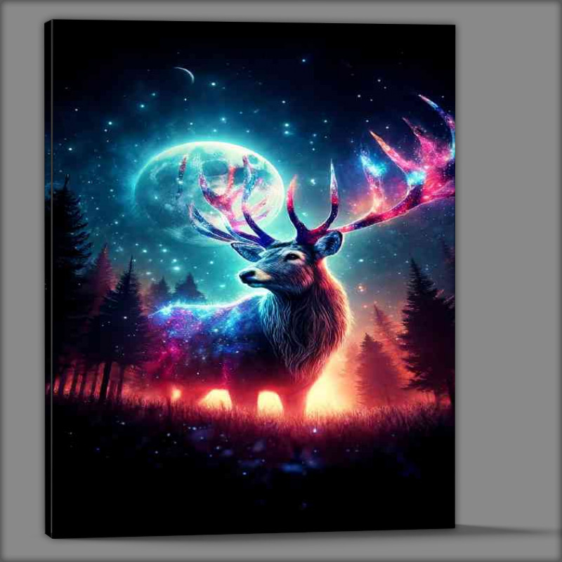 Buy Canvas : (Majestic Stag antlers illuminated with celestial light)