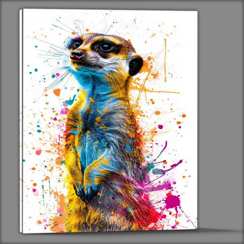 Buy Canvas : (Meerkat with colorful paint splashes)