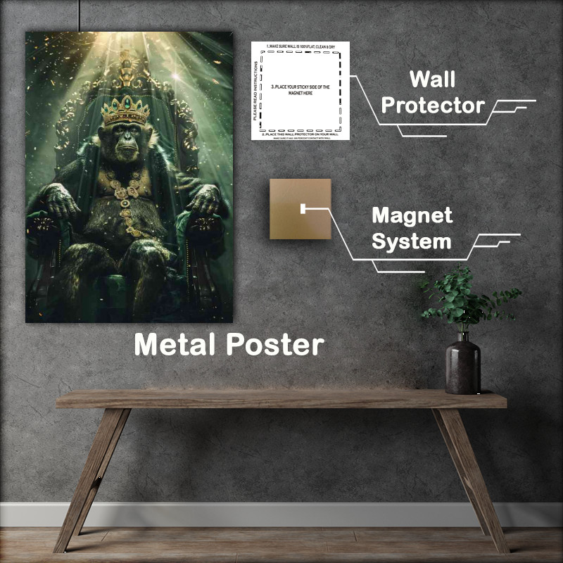 Buy Metal Poster : (Monkey dressed as the king of the woods sitting)