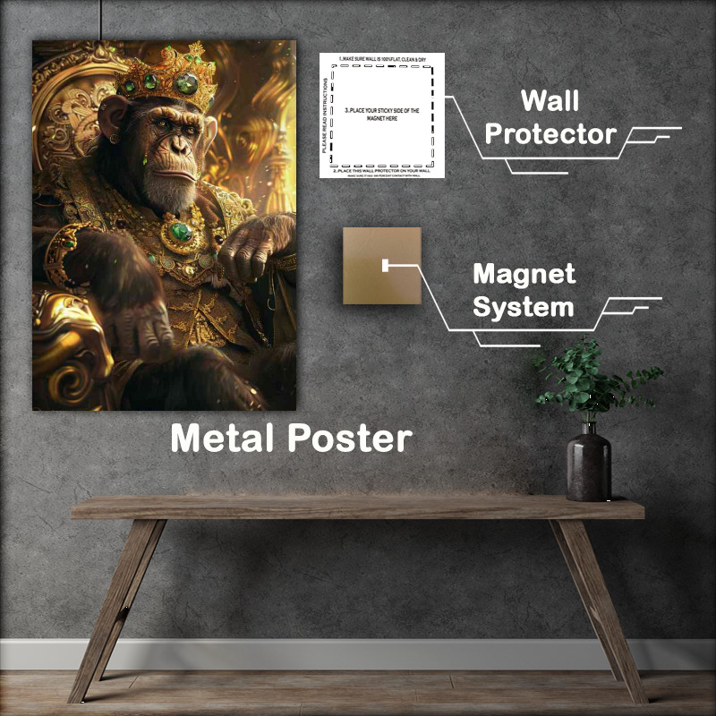 Buy Metal Poster : (Monkey dressed in an ornate robe and wearing a crown)