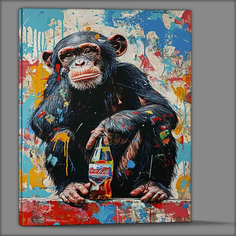 Buy Canvas : (Monkey sits drinking clooa)