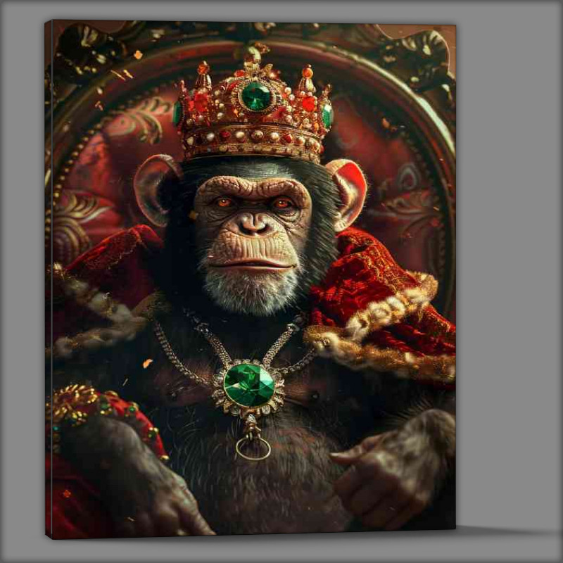 Buy Canvas : (Monkey wearing a crown and royal red)