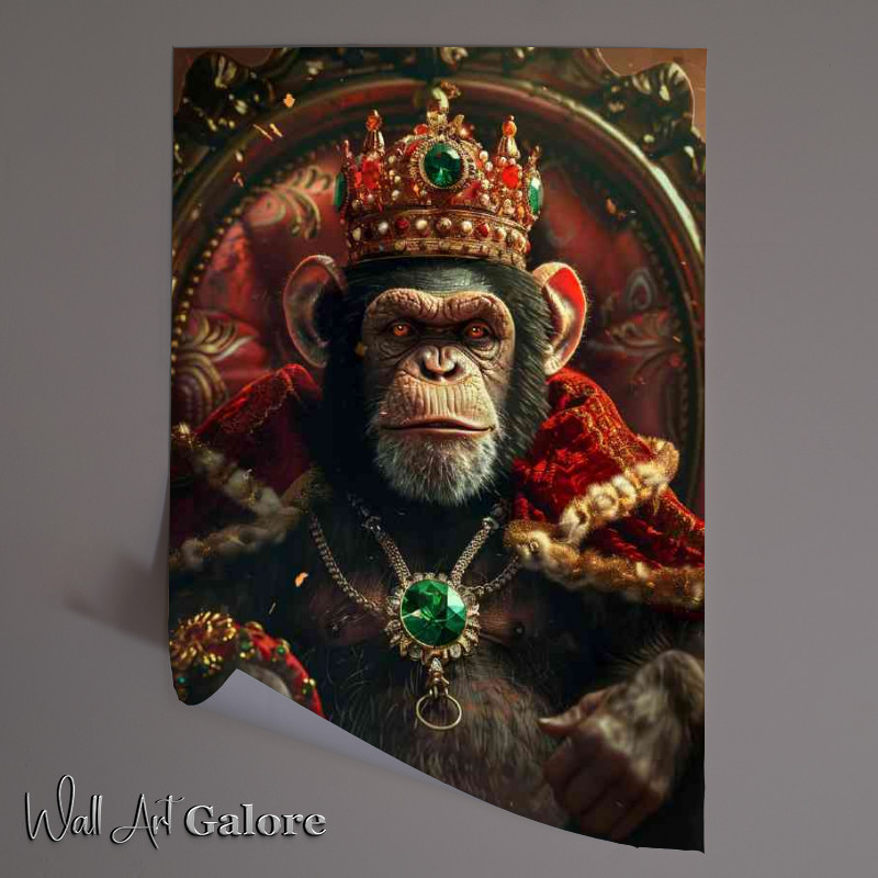 Buy Unframed Poster : (Monkey wearing a crown and royal red)