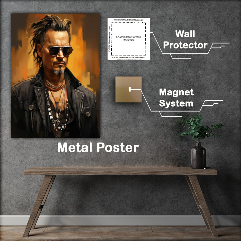 Buy Metal Poster : (Caricature of Johnny Depp cool look)