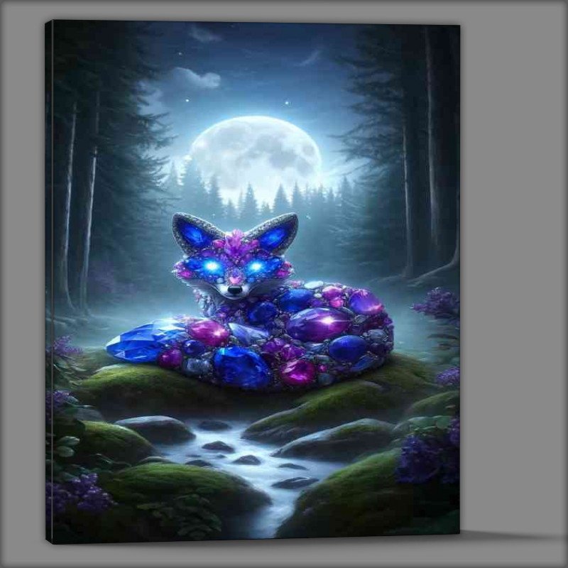 Buy Canvas : (Mystical Fox composed of vibrant sapphires and amethysts)