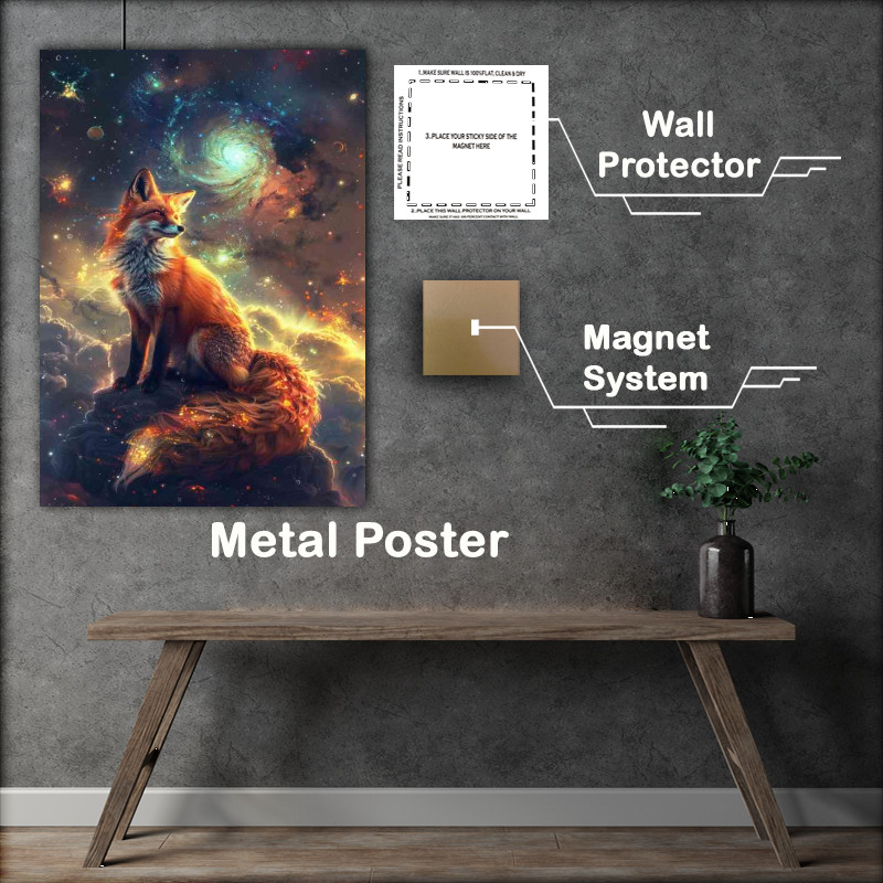 Buy Metal Poster : (Mystical golden Fox with fur that glows)