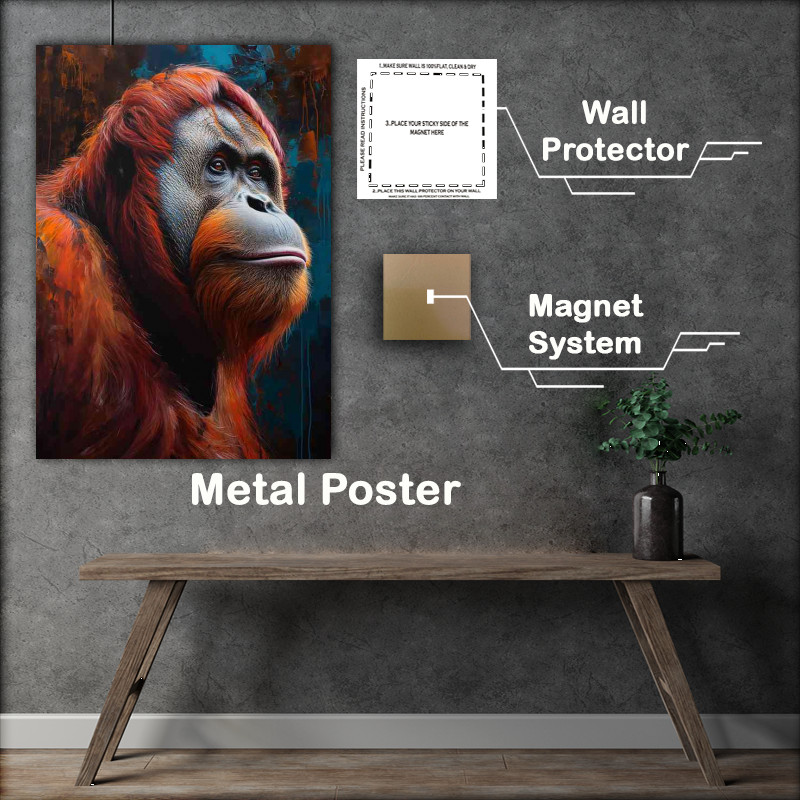 Buy Metal Poster : (Orangutan in the style of spray painted realism)