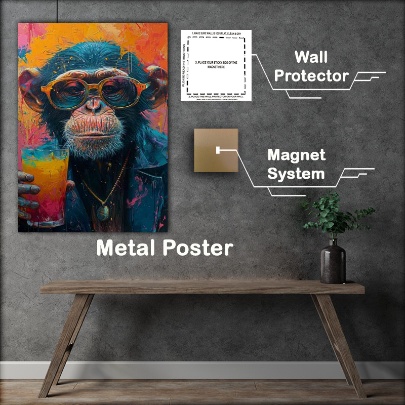 Buy Metal Poster : (Paint monkey to bring you a drink)