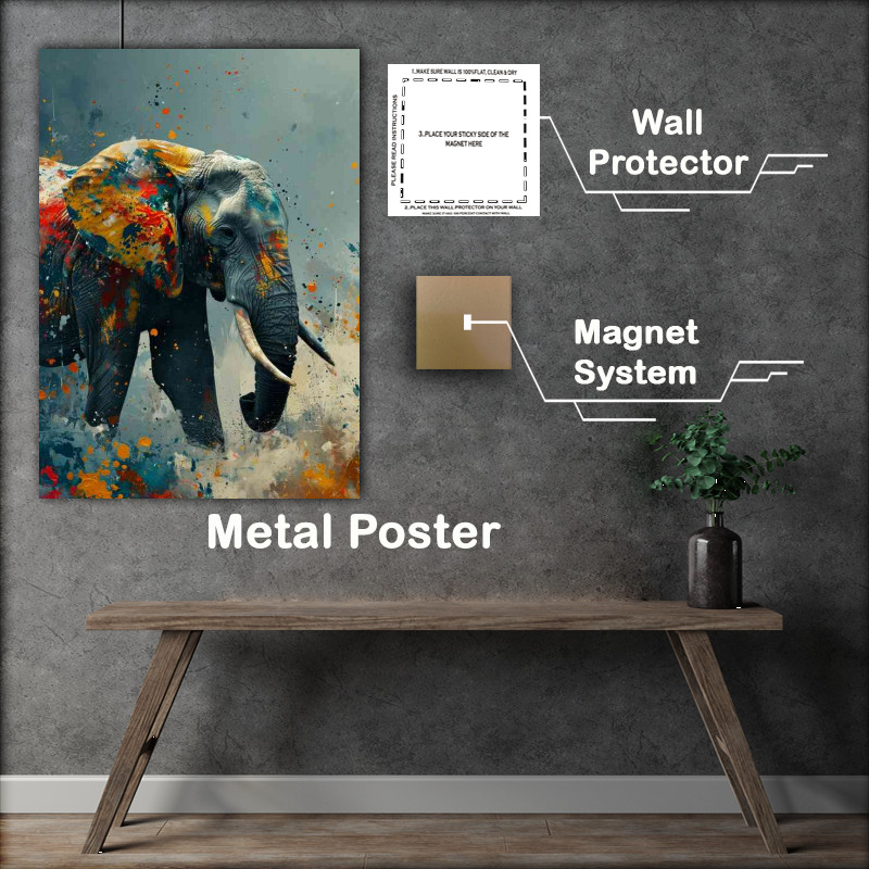Buy Metal Poster : (Painted elephant splash art)