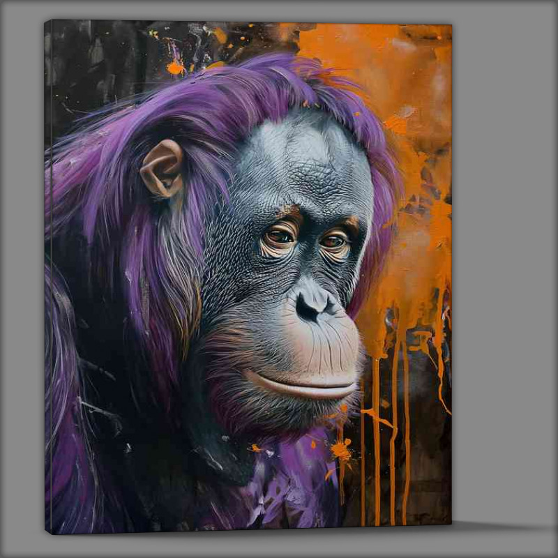 Buy Canvas : (Painting is of an orangutan in purple)