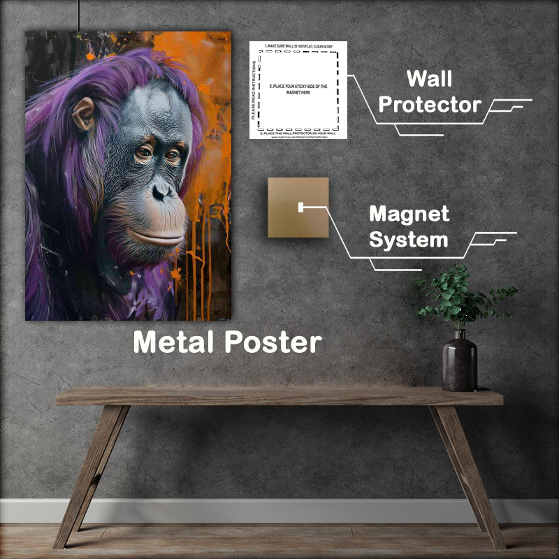 Buy Metal Poster : (Painting is of an orangutan in purple)