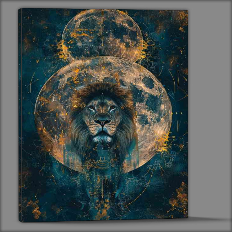 Buy Canvas : (Painting of a loin and the moons)