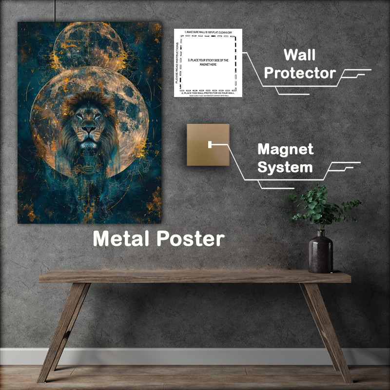 Buy Metal Poster : (Painting of a loin and the moons)