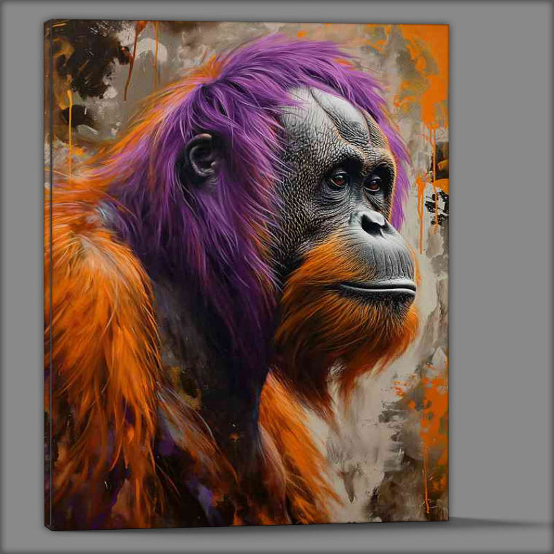 Buy Canvas : (Painting orangutan with bright purple hair)