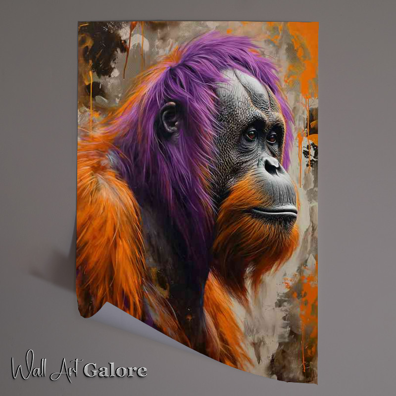 Buy Unframed Poster : (Painting orangutan with bright purple hair)