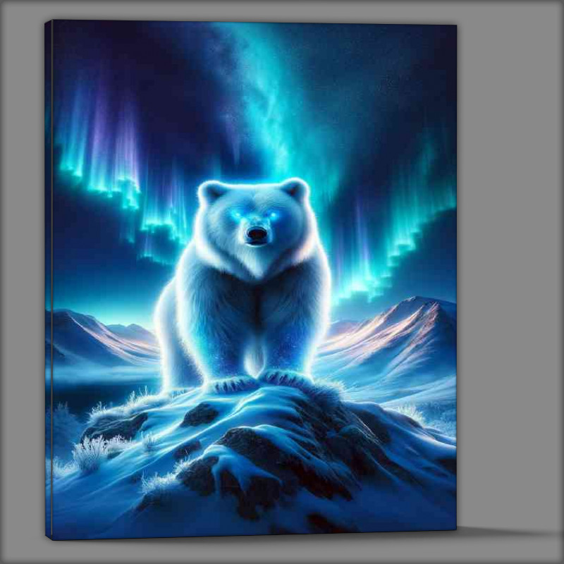 Buy Canvas : (Powerful Bear fur shimmering with frosty white and icy blue hues)