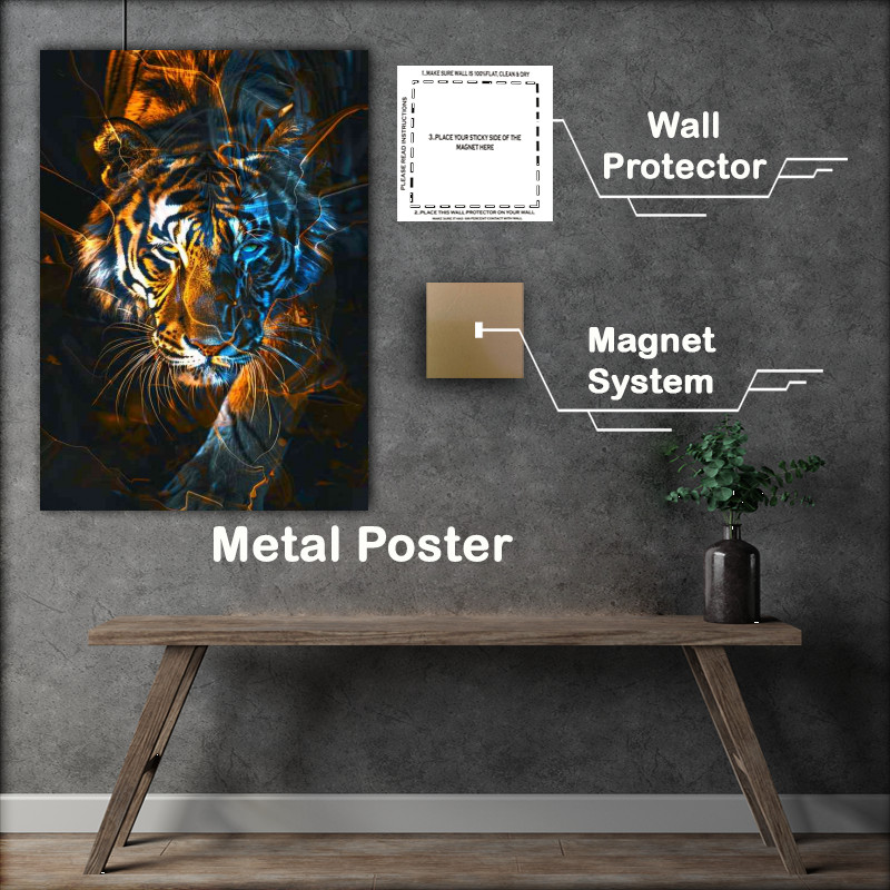 Buy Metal Poster : (Prowling Tiger in a abstract form)