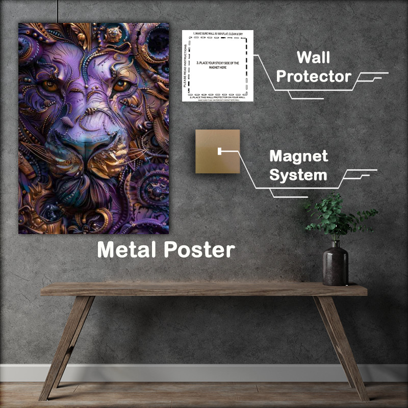 Buy Metal Poster : (Purple and gold lion art)