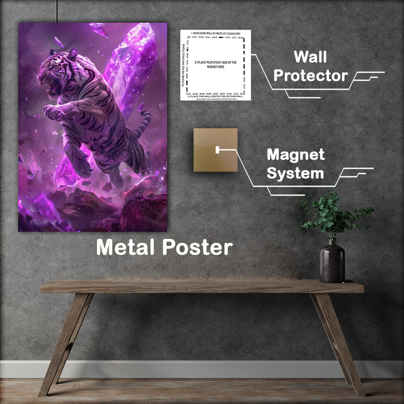 Buy Metal Poster : (Purple tiger leaping up)