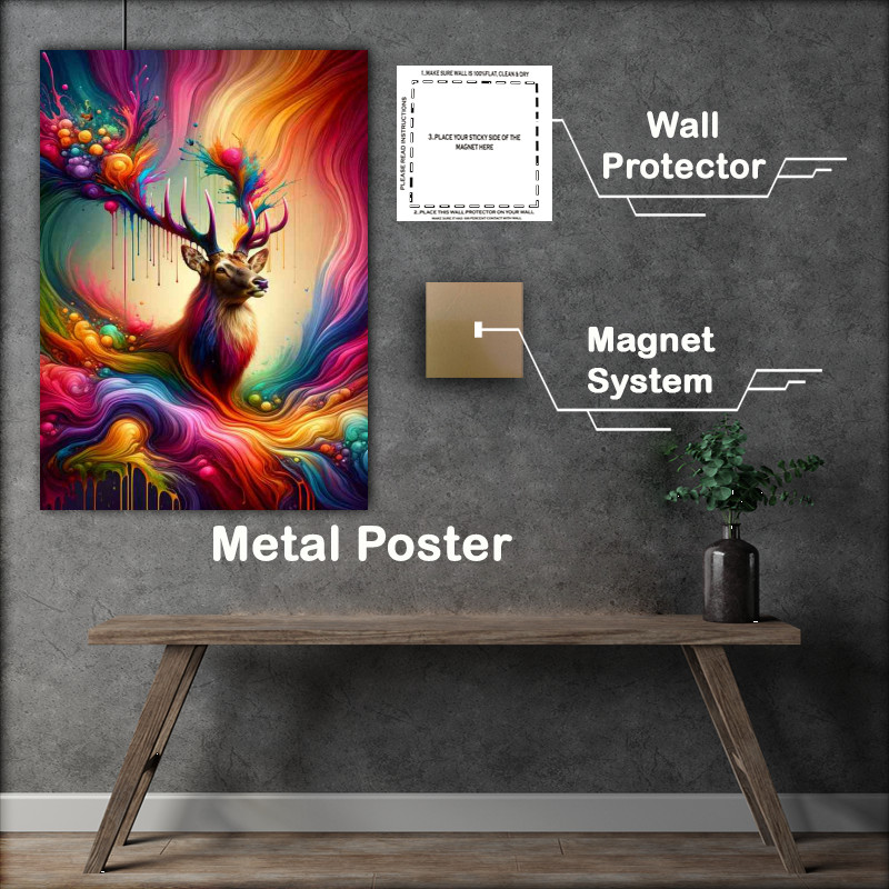 Buy Metal Poster : (Regal deer with antlers that bloom)