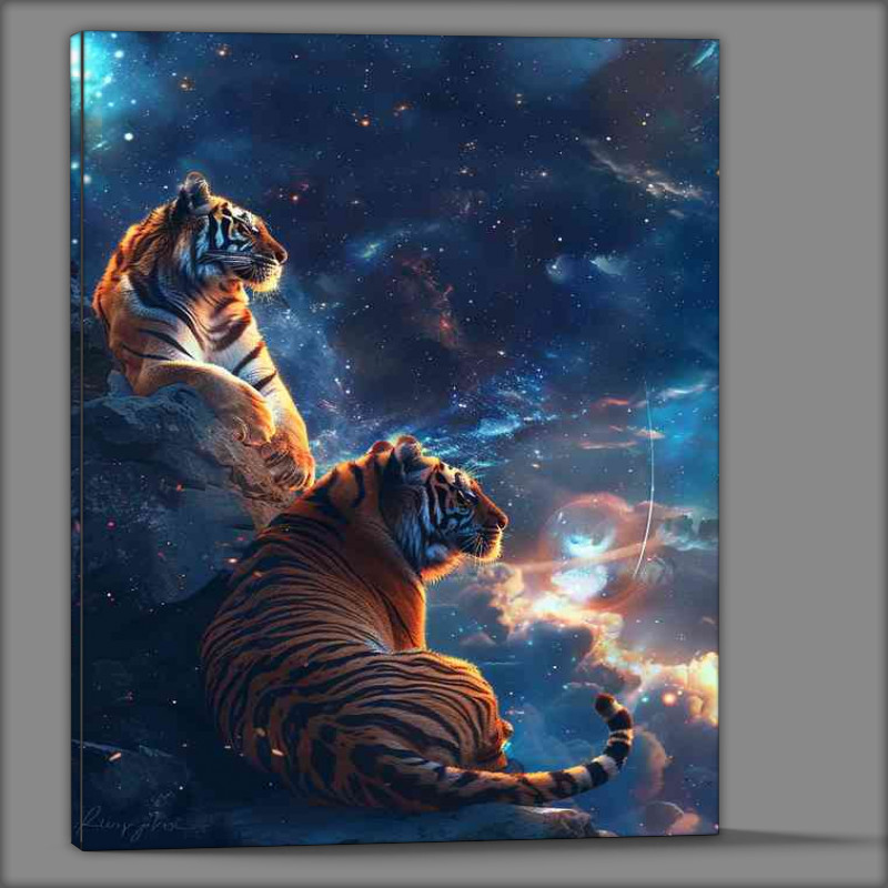 Buy Canvas : (Siberian Tigers gazing at the stars)